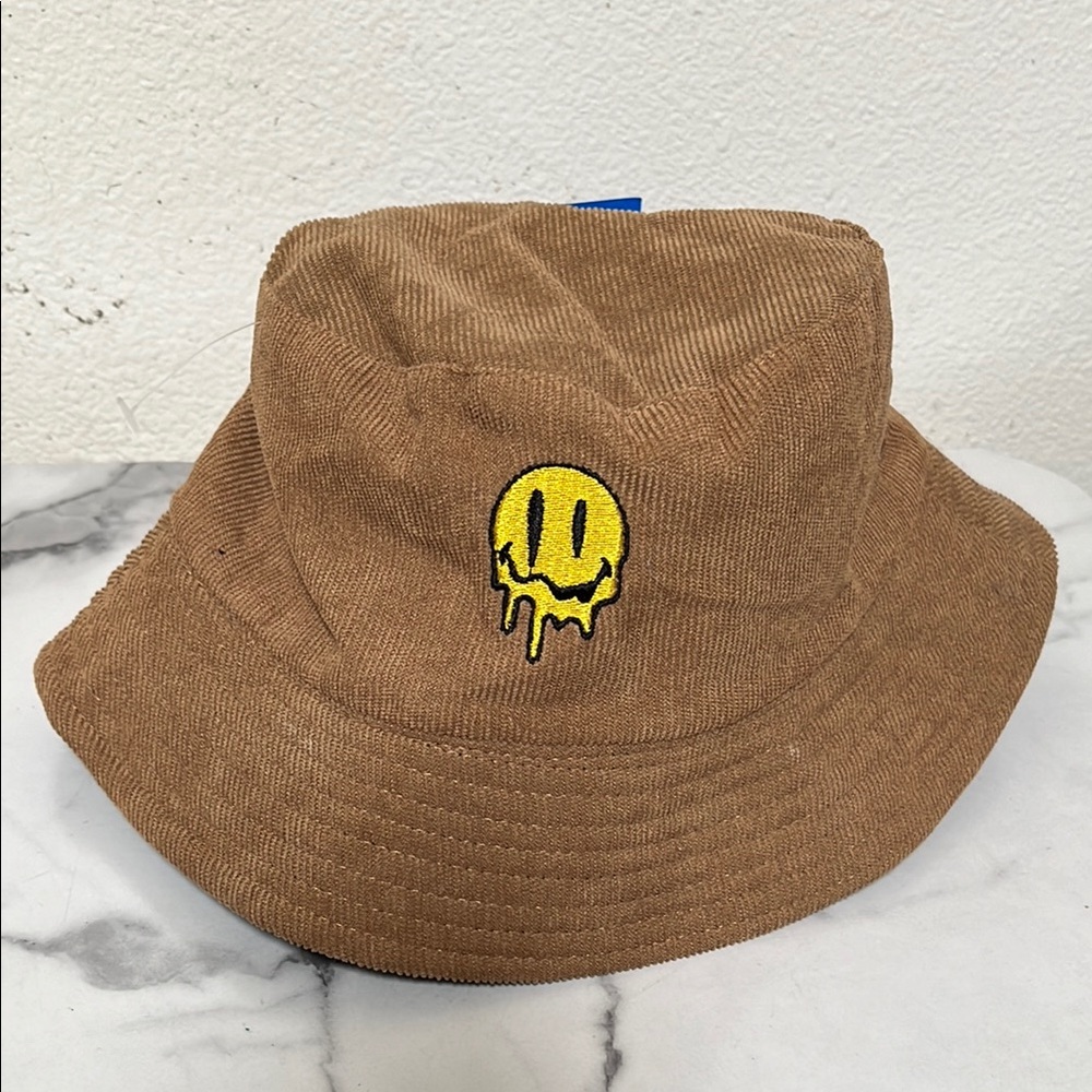 Eighty Eight Brown Bucket Hat with Yellow Smiley